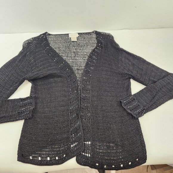 Kroshetta Crocheted Beaded Black Cardigan Y2K Size Medium - Picture 9 of 12